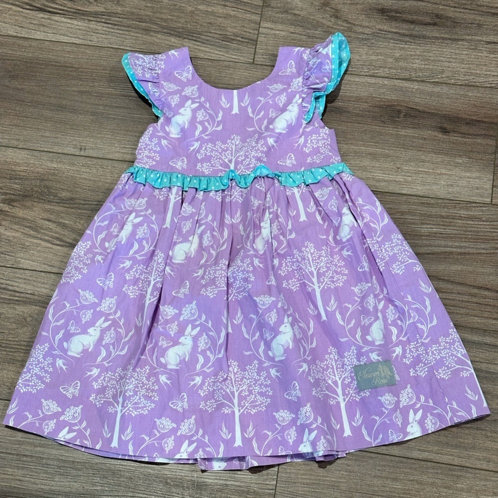 NWOT Eleanor Rose Girls 4-5 Lavender Bunny Easter Dress